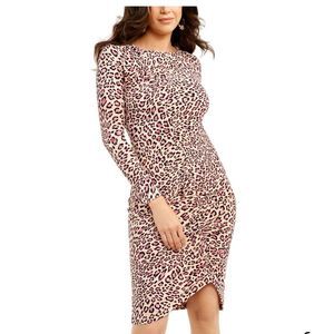 THALIA SODA Asymmetrical Pink Animal Bodycon Dress